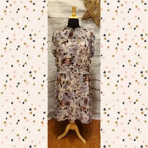 Simply Vera | Vera Wang Tie Neck, High-Low, Midi, Floral, Shear Dress, Sz 2X